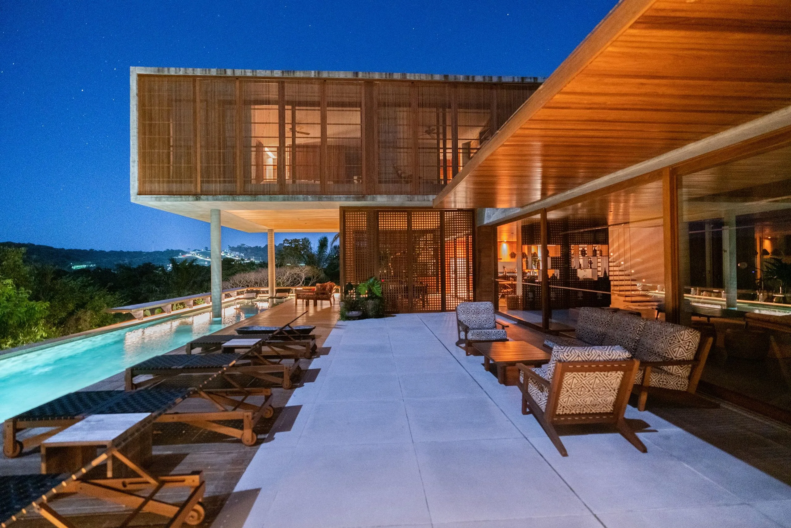 Veranda and pool in the late afternoon light